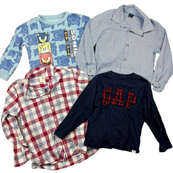 Boys Bundle Lot XS 5 T-Shirt Button Down 4 Pieces Back to School Tops - Picture 1 of 10
